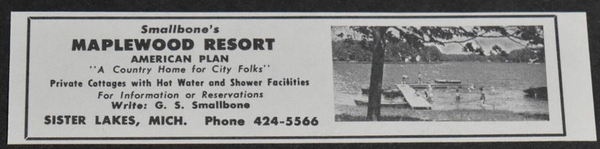 Maplewood Resort (Smallbones Resort) - Vintage Flyer